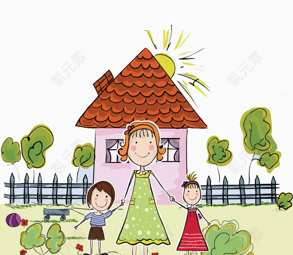 卡通家庭插画人物