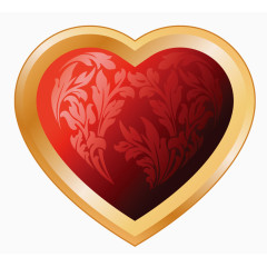 暗黄色边框红色心形装饰图案