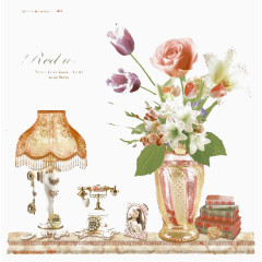 精美台灯和鲜花