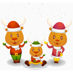 卡通矢量圣诞鹿一家人