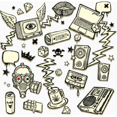 手绘抽象幻想生活工作医学用品元素