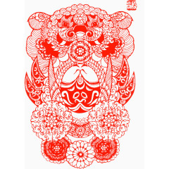 有质感的红色窗花元素