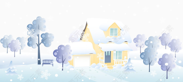 矢量雪中的房子