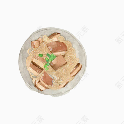 猪肉粉条手绘画素材图片