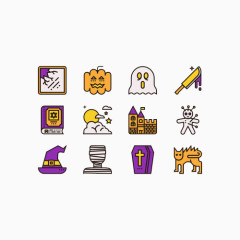 扁平化万圣节装饰元素