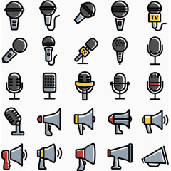 25款话筒和喇叭图标矢量图