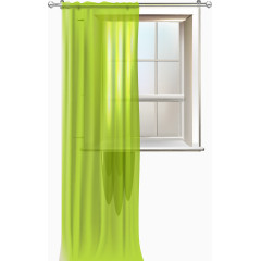 矢量手绘绿色窗帘