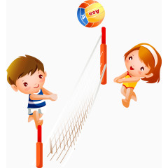 矢量打排球的小孩