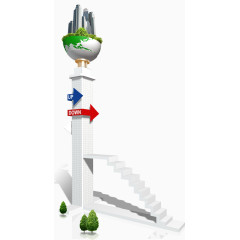 楼梯建筑地球仪免抠素材