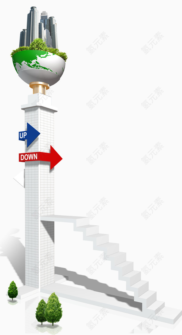 楼梯建筑地球仪免抠素材