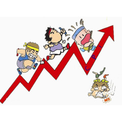 一群人呢努力的往上箭头上爬