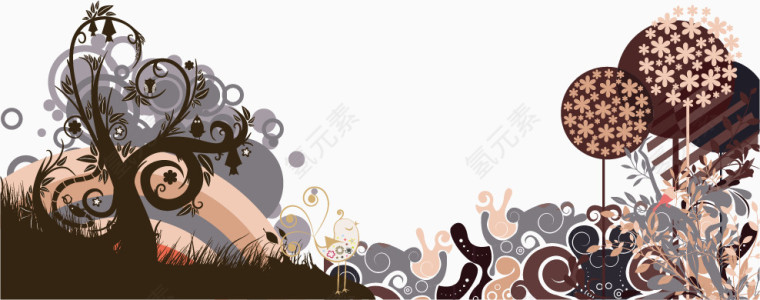 矢量树林装饰图案免扣素材