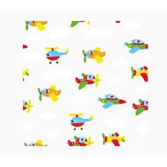 飞机云朵卡通背景图案矢量图