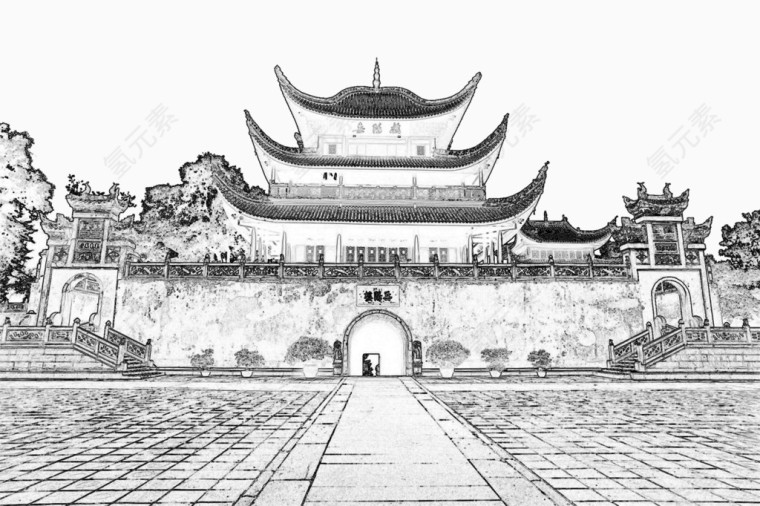 创意手绘岳阳楼