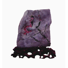 灵璧五彩透花图案奇石摆件免抠图