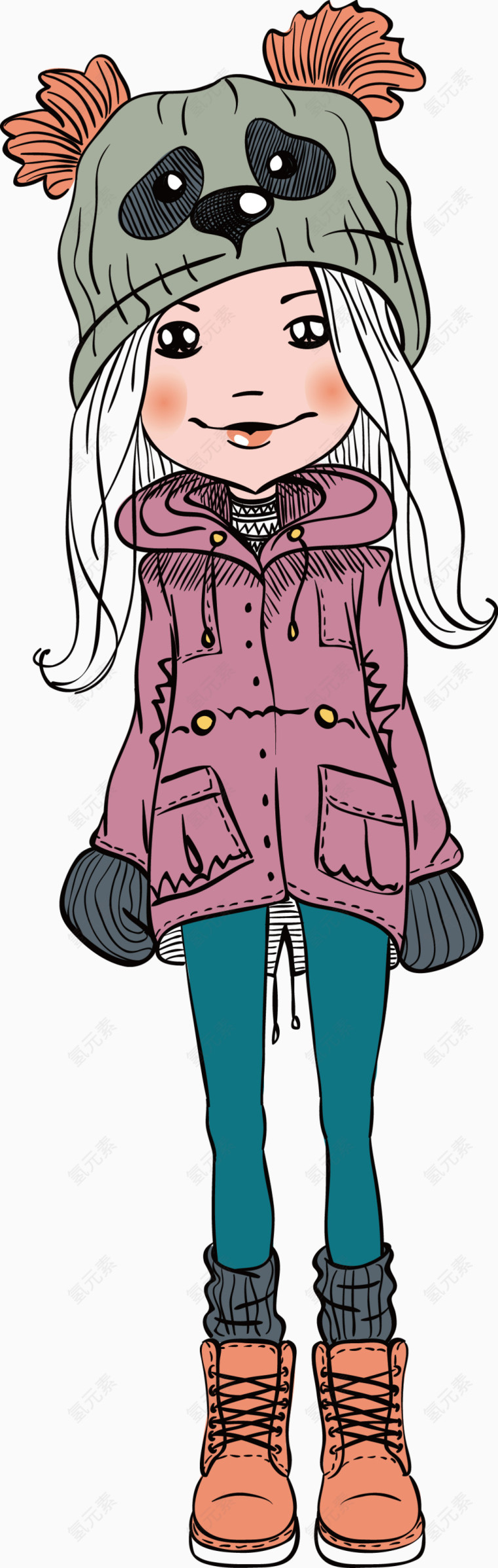卡通小狗帽子女孩
