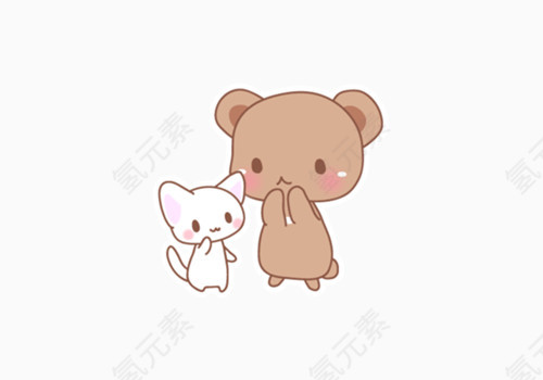 说悄悄话的小熊小猫卡通