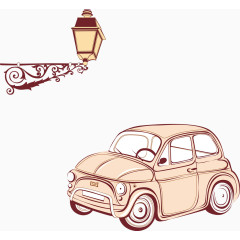 矢量路灯下的轿车