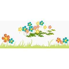 矢量草丛和花朵