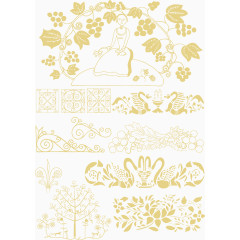 黄色精美欧美复古边框矢量图