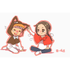 周一情侣小红帽大灰狼素材