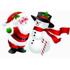 圣诞老人雪人拥抱欢乐图案