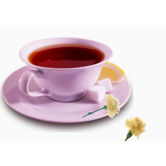 紫色带把手的瓷茶杯