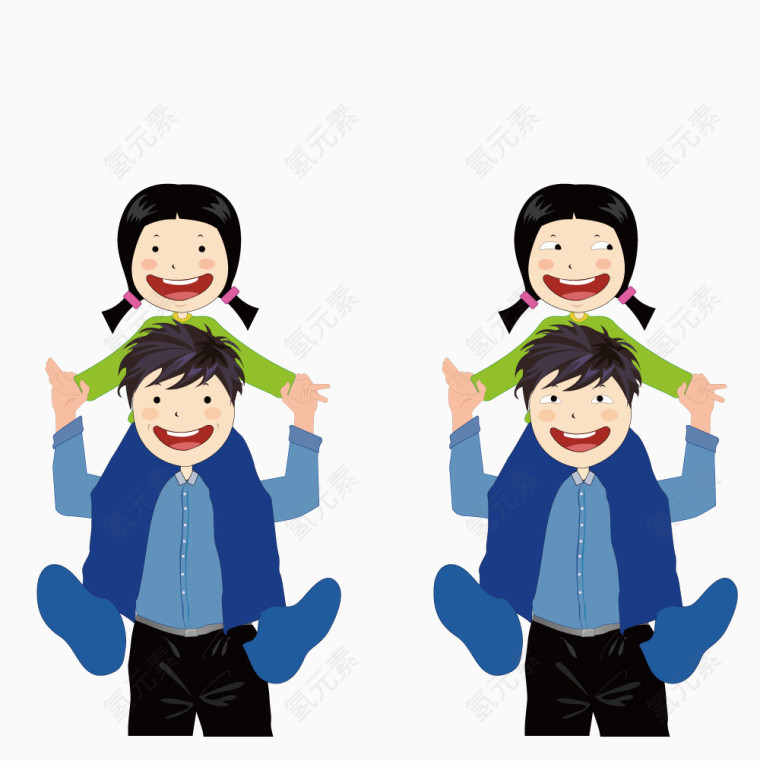 骑着爸爸的女孩