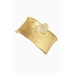 黄金心形镶钻宽手镯