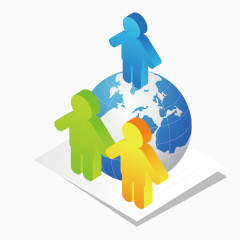 站在地球仪上的立体小人