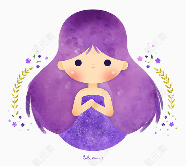 紫色裙子长发女孩