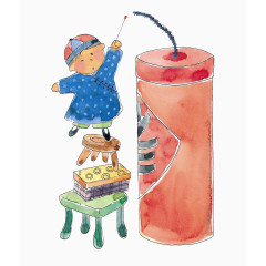 点鞭炮的小男孩