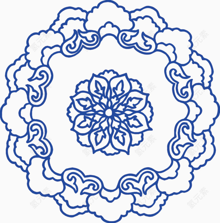矢量青花瓷花纹