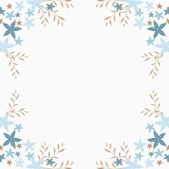 矢量清新蓝色花朵边框