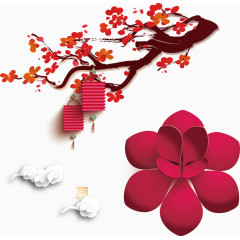 樱花灯笼花朵卡通促销素材