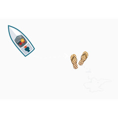 海边的船和沙滩鞋