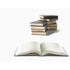 书本 堆起来的和摊开的