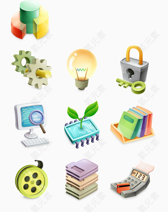 有质感的3D生活图标元素