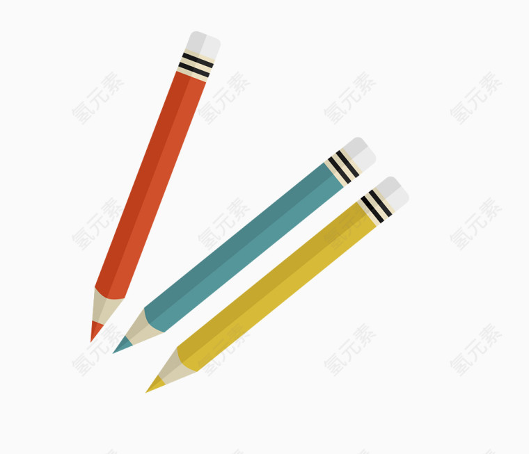 矢量彩色三只铅笔图案