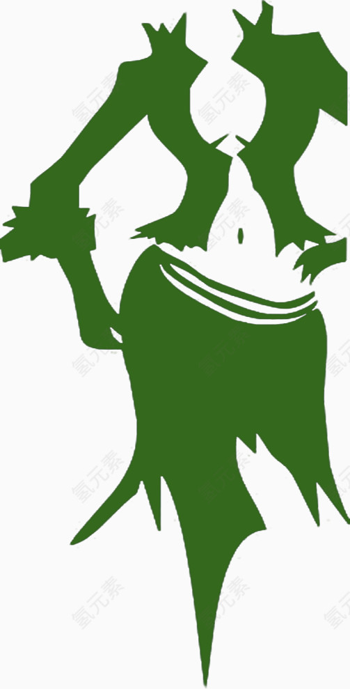 绿色剪影女人身体