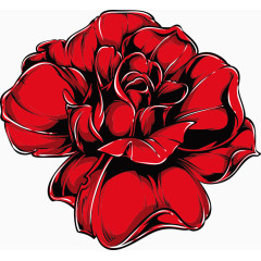 矢量血红玫瑰花印花