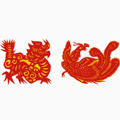 龙凤剪纸素材图片