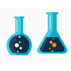 矢量彩色实验试剂瓶子两个