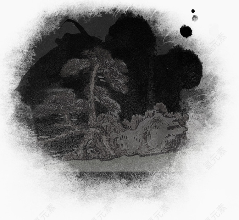 黑色泼墨圆无极元素