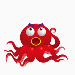 红色卡通章鱼矢量插画
