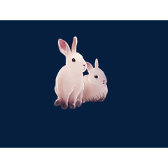 水彩两只小兔子