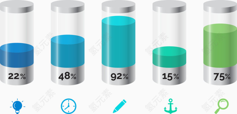 矢量圆柱统计图表