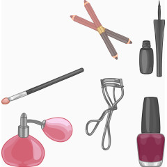 矢量卡通眉笔睫毛夹香水