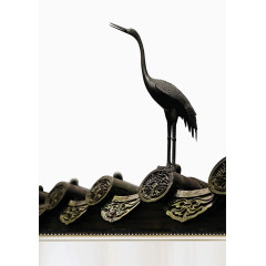 站在屋檐上的飞鹤