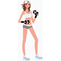 健身的美女卡通图